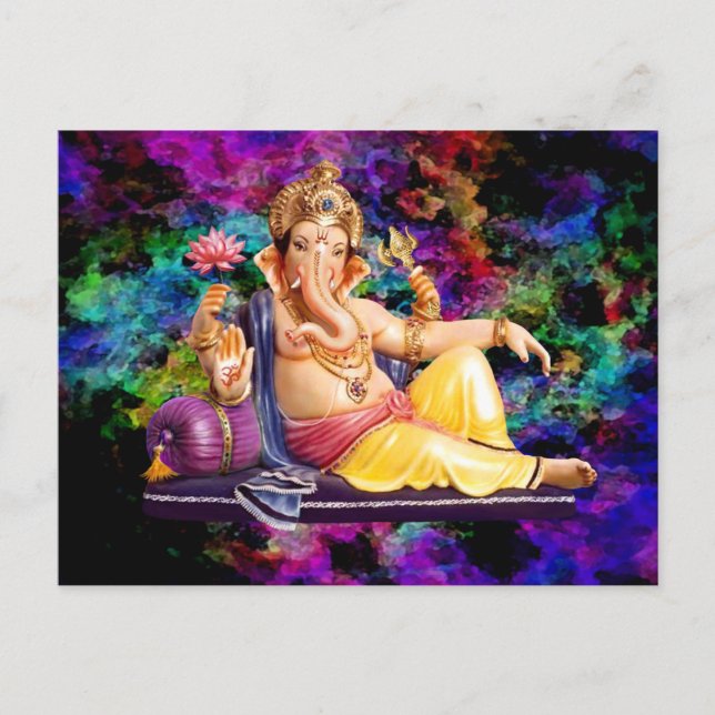 Tarjetas de felicitación Ganesha, Pegatinas, posta (Anverso)