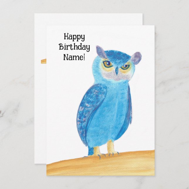 Tarjetas de felicitación Happy Birthday Cute Owl (Anverso / Reverso)