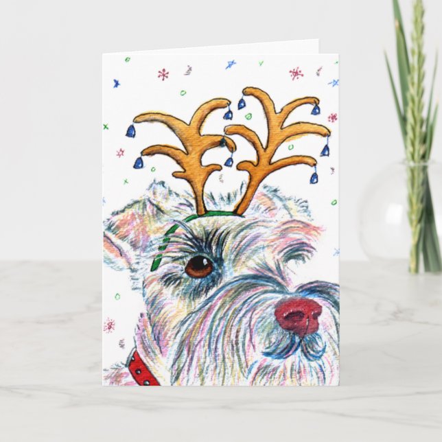 Tarjetas de felicitación Holiday Schnauzer (Anverso)