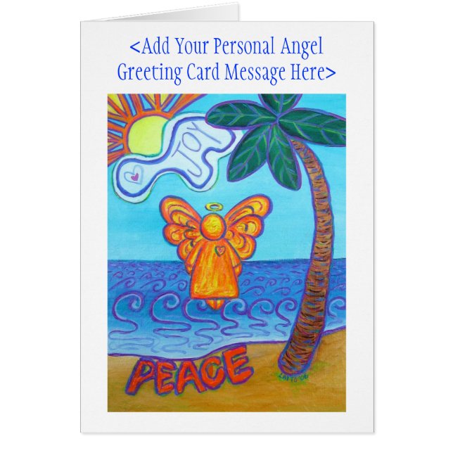 Tarjetas de felicitación Joy and Peace Beach Angel (Frente)