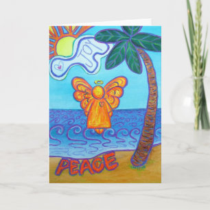 Tarjetas de felicitación Joy and Peace Beach Angel
