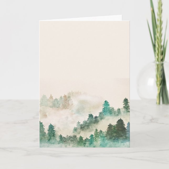 Tarjetas de felicitación Misty Forest Watercolor (Anverso)