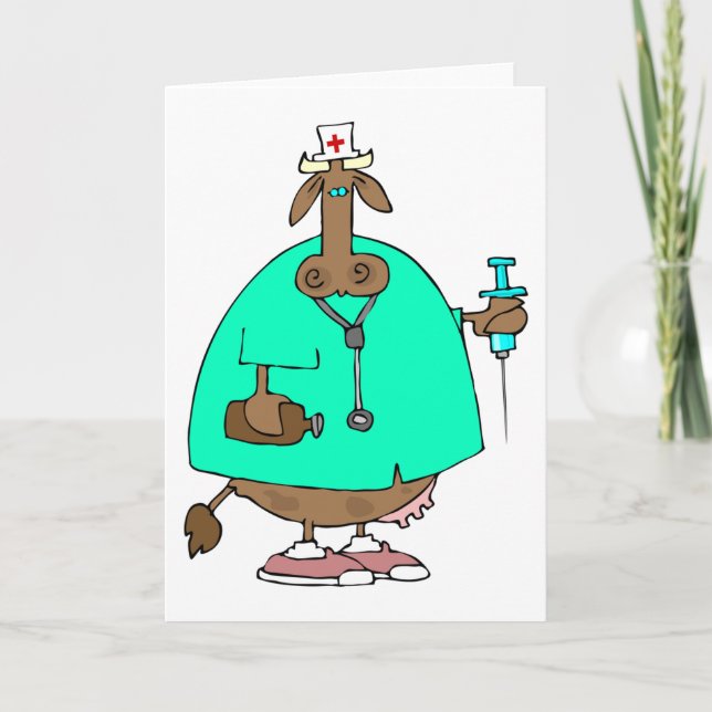 Tarjetas de felicitación para enfermeras de vaca (Anverso)