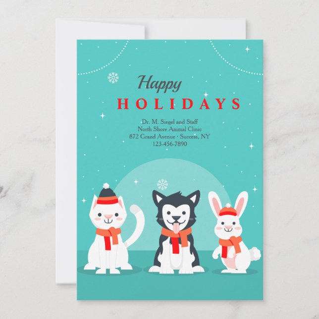 Tarjetas de felicitación para feriados veterinario (Anverso)