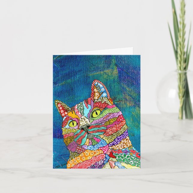 Tarjetas de felicitación para gatos abstractas y c (Anverso)