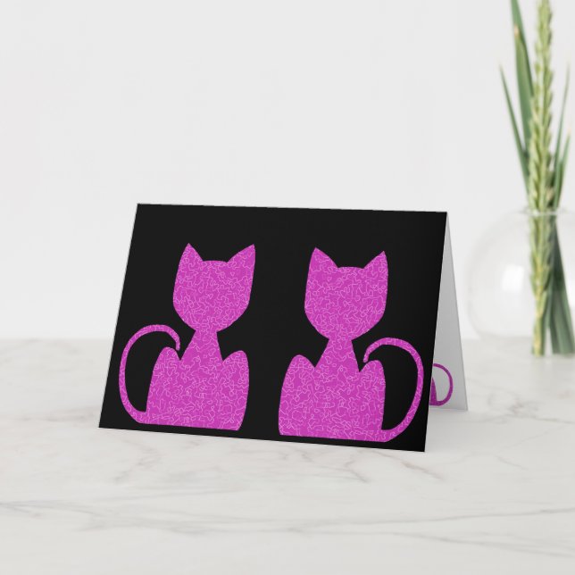 Tarjetas de felicitación para gatos rosas desconce (Anverso)