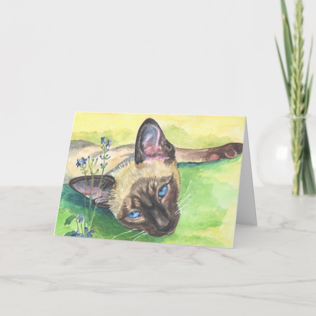 Tarjetas de felicitación para gatos siamesas (Anverso)