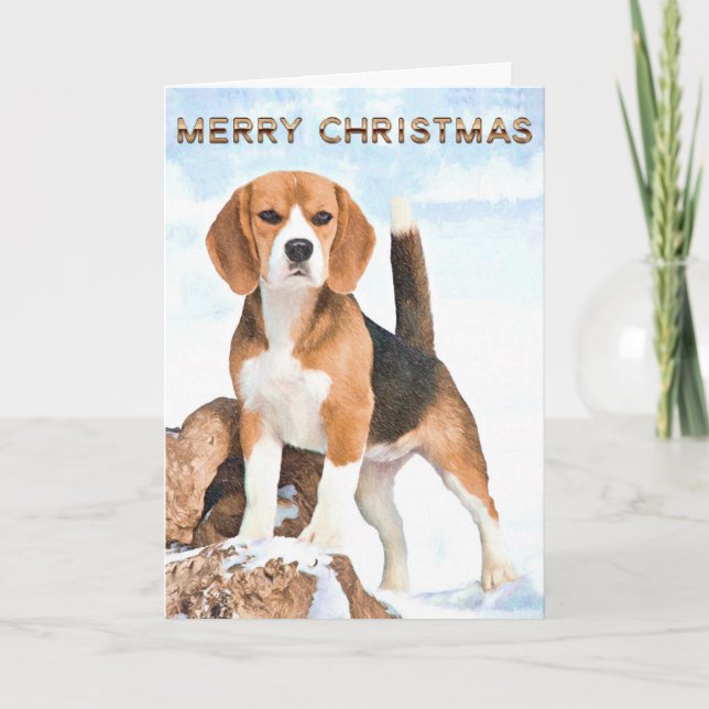 Tarjetas de felicitación para Navidades Beagle (Anverso)