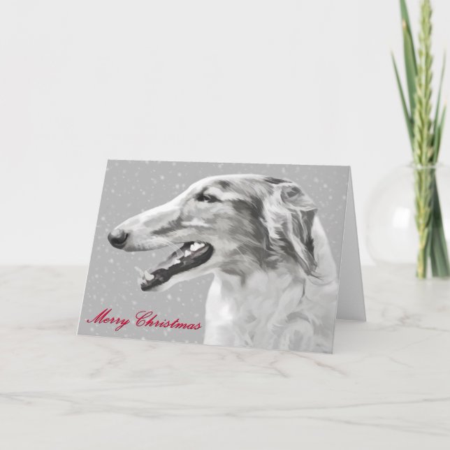 Tarjetas de felicitación para Navidades de Borzoi (Anverso)