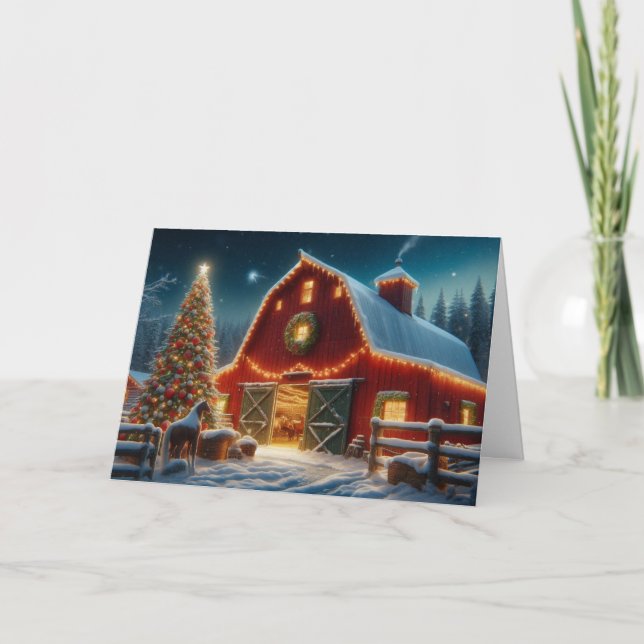 tarjetas de felicitación para Navidades de granero (Anverso)
