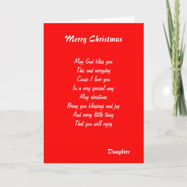 Tarjetas de felicitación para navidades de hija (Anverso)