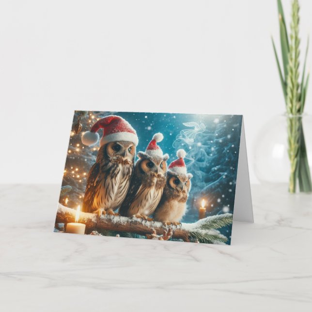 Tarjetas de felicitación para Navidades de Owls Wo (Anverso)