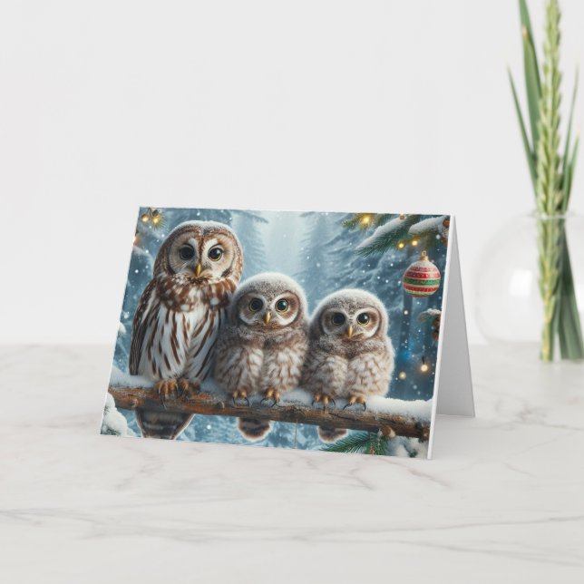 Tarjetas de felicitación para Navidades de Owls Wo (Anverso)