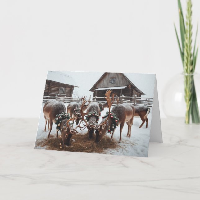 Tarjetas de felicitación para Navidades de renos d (Anverso)