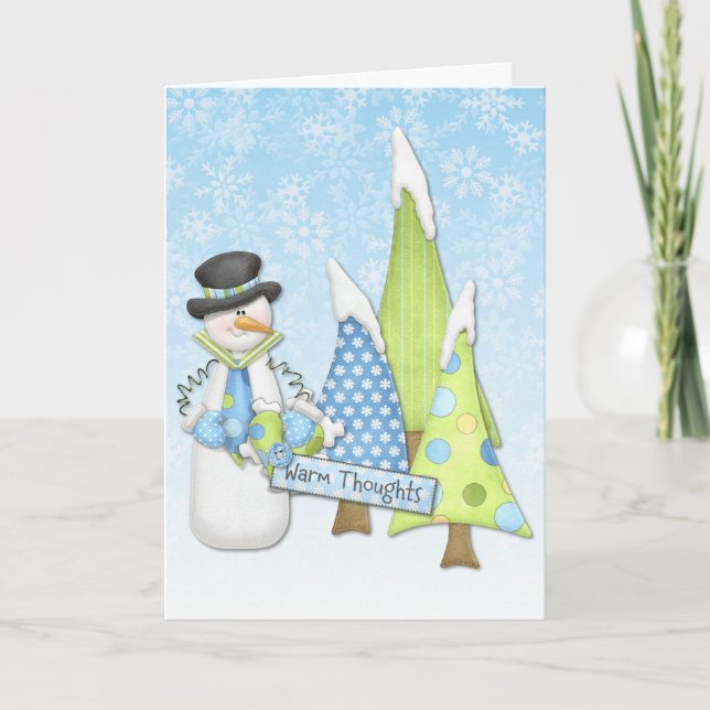 Tarjetas de felicitación para Navidades de Snowman (Anverso)