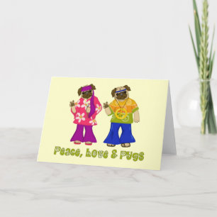 Tarjetas de felicitación Peace, Love and Pugs