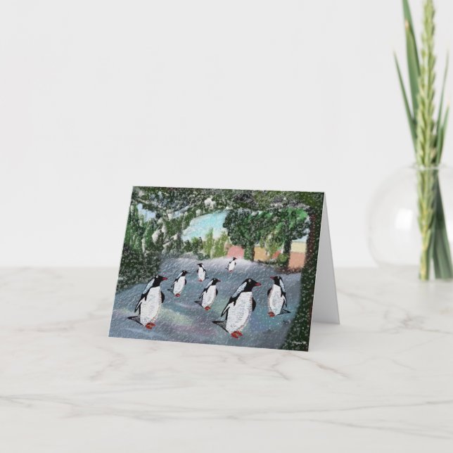 Tarjetas de felicitación Penguin Winterwonderland (Anverso)