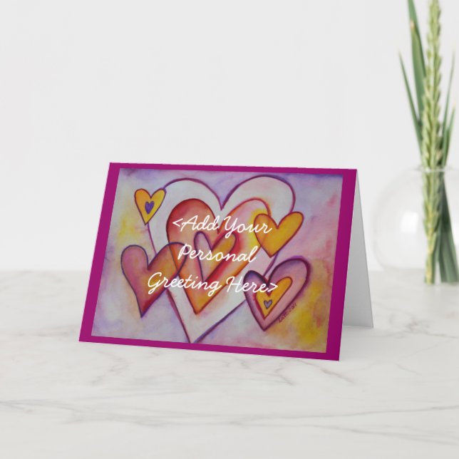 Tarjetas de Felicitación Personalizadas con Corazo (Anverso)