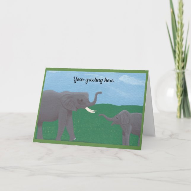 Tarjetas de felicitación pintadas de elefantes mad (Anverso)