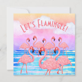 Tarjetas de felicitación planas de Flamencos en De