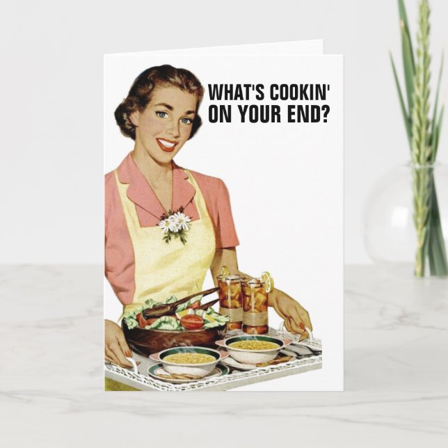 Tarjetas de felicitación RETRO VINTAGE WIFE, sólo  (Anverso)