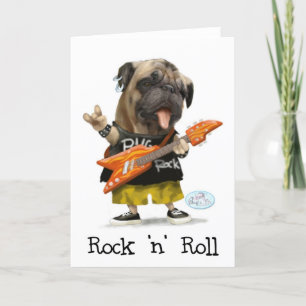 Tarjetas de felicitación Rock N Roll Pug