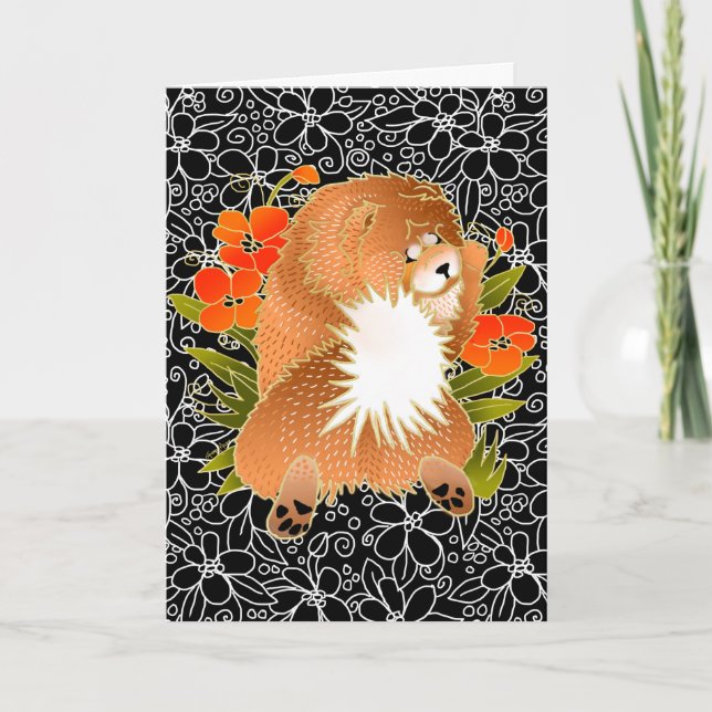 Tarjetas de felicitación rojas del perro chino de (Anverso)