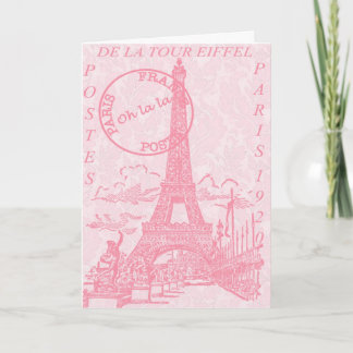 Tarjetas de felicitación rosadas de Eiffel