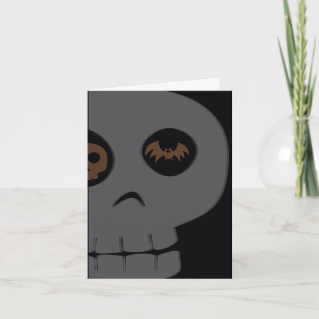 Tarjetas de felicitación Skull and Bat Halloween (Anverso)