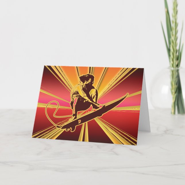 Tarjetas de felicitación surfista - personalizable (Anverso)
