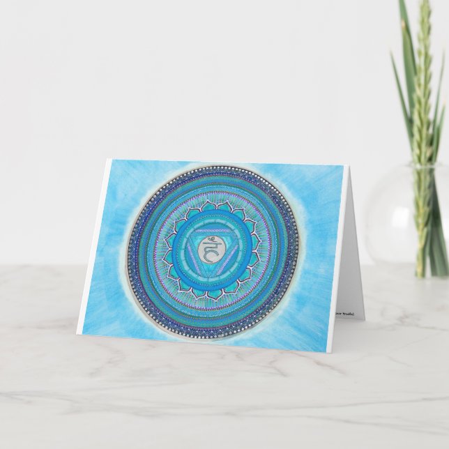 Tarjetas de felicitación Throat Chakra Mandala (Anverso)