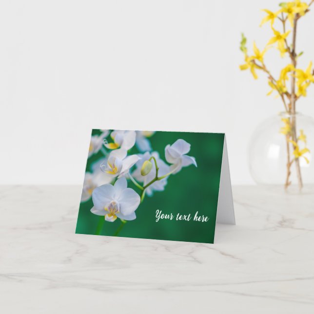Tarjetas de felicitación verdes con orquídeas blan (flor amarilla)