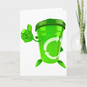 Tarjetas de felicitación verdes de la papelera de