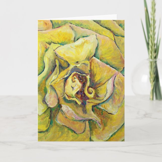 Tarjetas de felicitación Yellow Rose Swirl (Anverso)