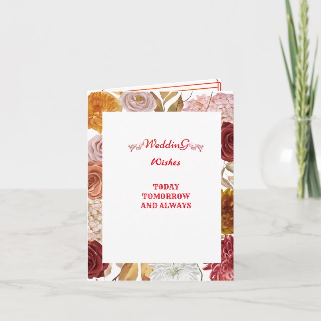 Tarjetas de Felicitaciones de Boda Floral Real Des (Anverso)