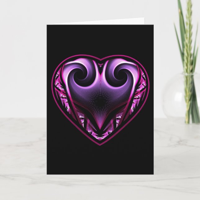 Tarjetas de felicitaciones del fractal del corazón (Anverso)