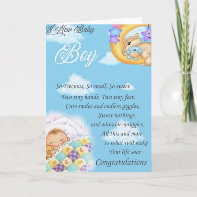 Tarjetas de felicitaciones del muchacho de recién (Anverso)