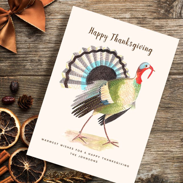 Tarjetas de felicitaciones grandes de la acción de (Rustic Turkey Thanksgiving Greeting Holiday Card)