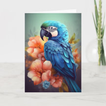 Tarjetas de Felicitaciones Loro Azul