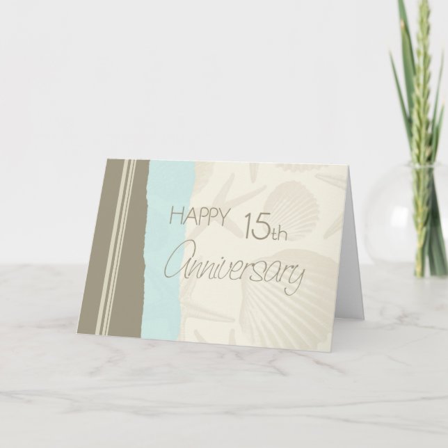 Tarjetas de Feliz 15º Aniversario de Boda con Conc (Anverso)