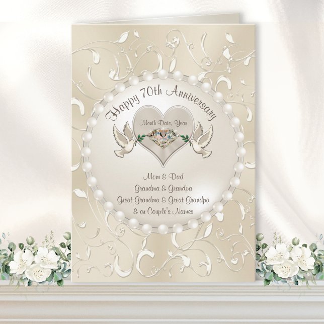 Tarjetas de Feliz 70 Aniversario de Bodas para Pad (Happy 70th Anniversary Card. Type in Your, 70th wedding anniversary wishes to parent, grandparents.)