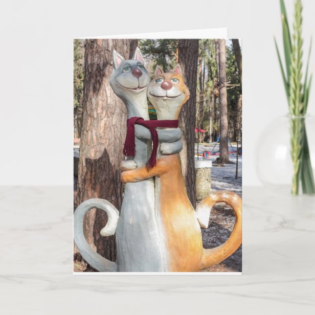 Tarjetas de Feliz Aniversario de Boda de Gatos (Anverso)