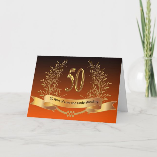 Tarjetas de Feliz Aniversario de Bodas 50 (Anverso)