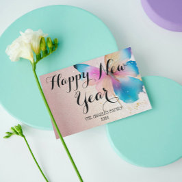 Tarjetas de Feliz Año Nuevo con brillo de mariposa