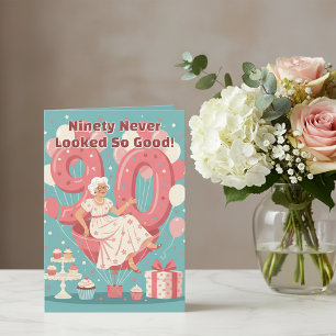 Tarjetas de Feliz Cumpleaños 90 Elegante Mujer