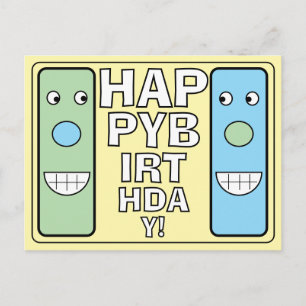 Tarjetas de Feliz Cumpleaños con Caras de Dibujos