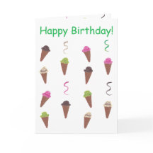 Tarjetas de Feliz Cumpleaños con Conos de Helado y