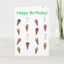 Tarjetas de Feliz Cumpleaños con Conos de Helado y