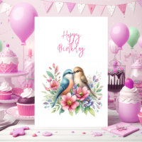 Tarjetas de Feliz Cumpleaños con Pájaros de Amor e
