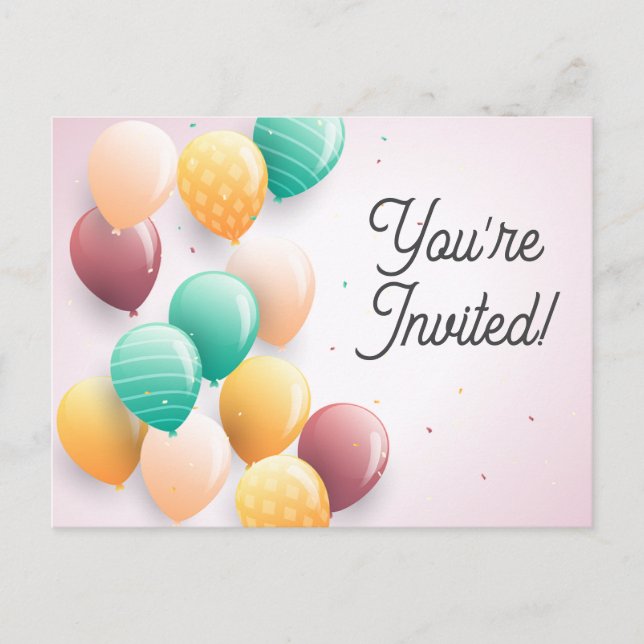 Tarjetas de Feliz Cumpleaños estás invitado (Anverso)